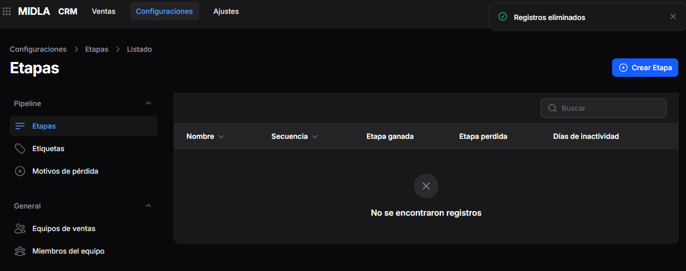 Listado de Configuraciones
